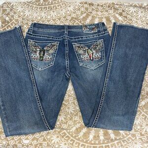 Grace Women's Boot Cut Jeans with Colorful Embroidery NWOT